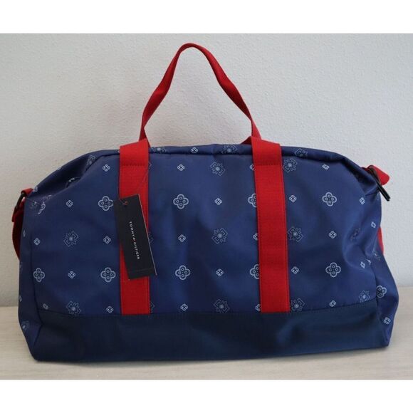Tommy Hilfiger 69J6552 420 Unisex Large Navy/Red Travel Weekender Duffle Bag - Picture 4 of 11